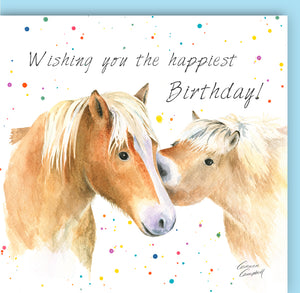 Horse and foal birthday card by Ceinwen Campbell