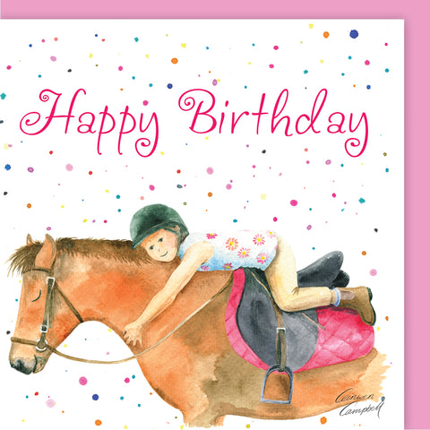girls horse birthday card by Ceinwen Campbell