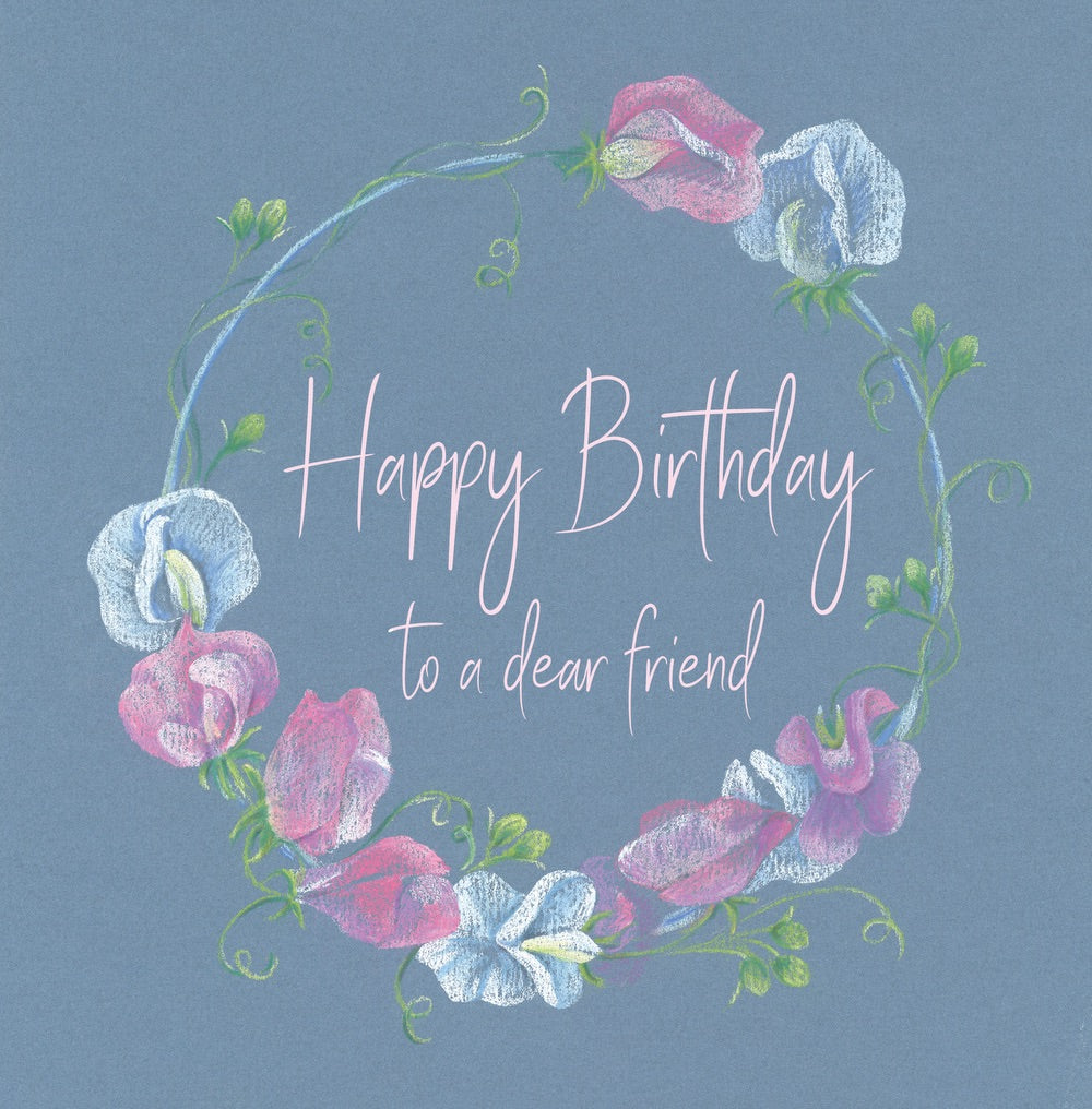 Happy Birthday to a Dear Friend Sweetpea Hoop Greeting Card