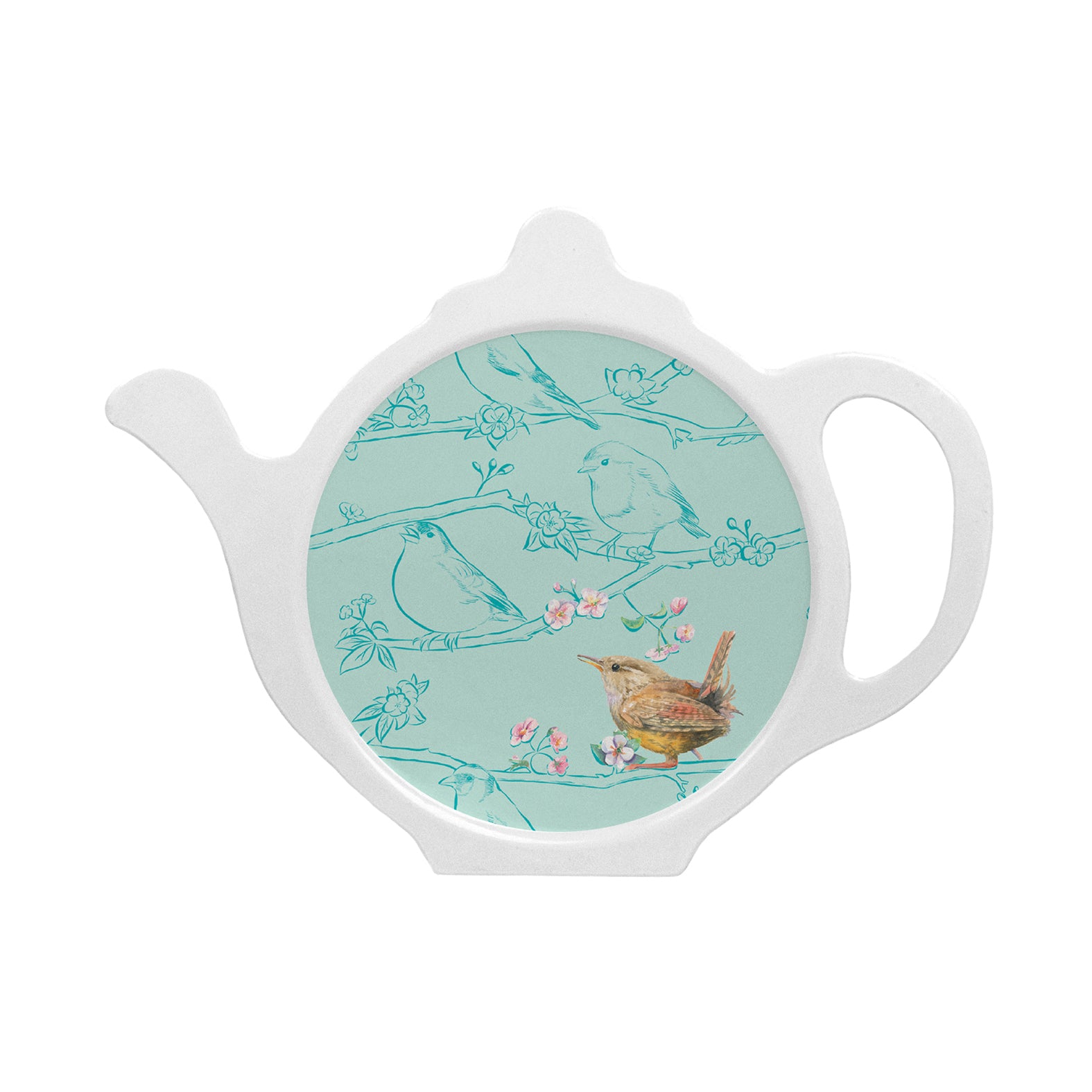 bird wren teabag tidy melamine made in Britain Ceinwen Campbell