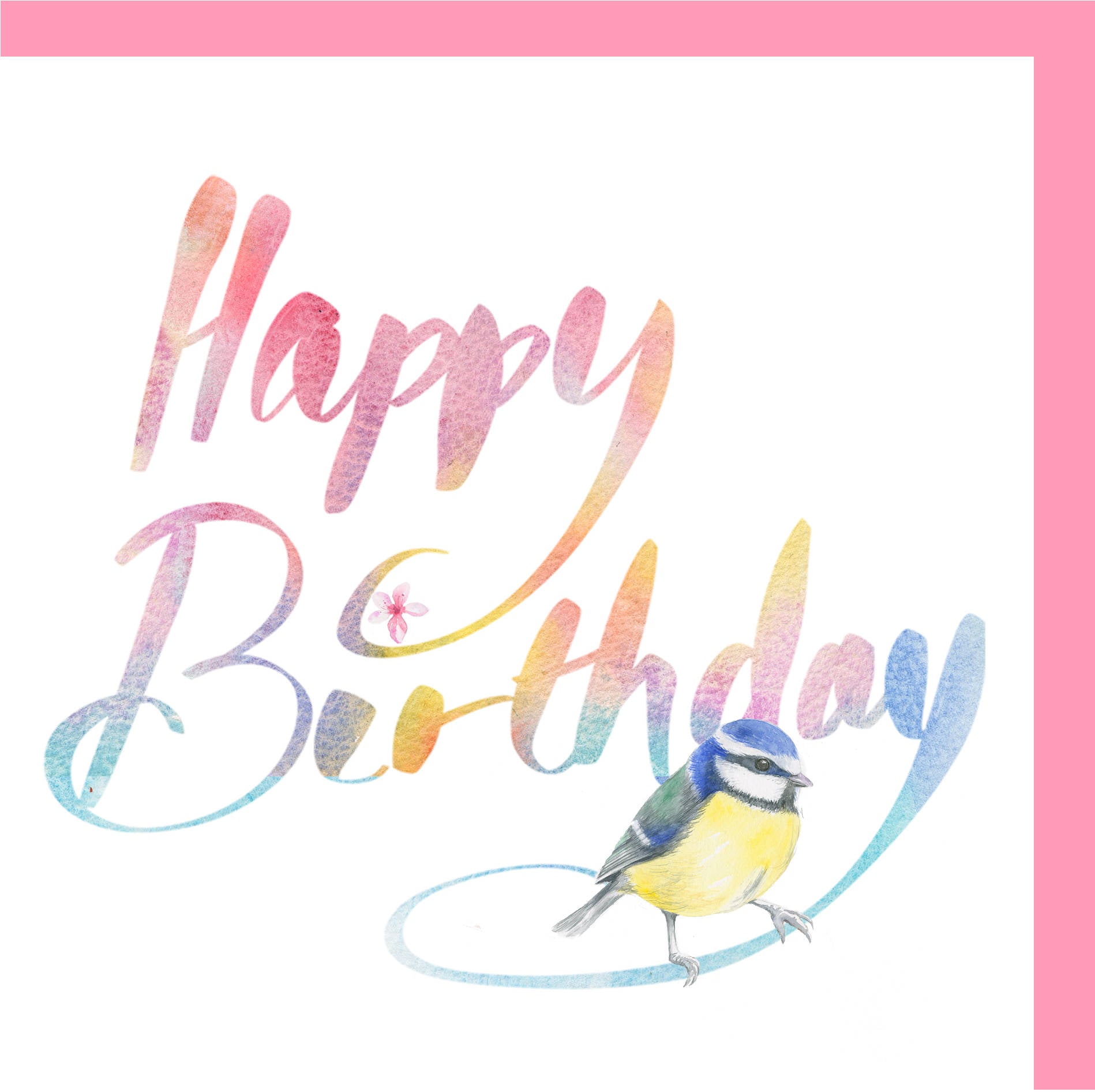 Blue tit British garden bird birthday card 