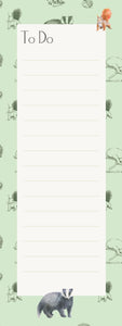 Badger, squirrel, hare, rabbit memo pad shopping list notepad