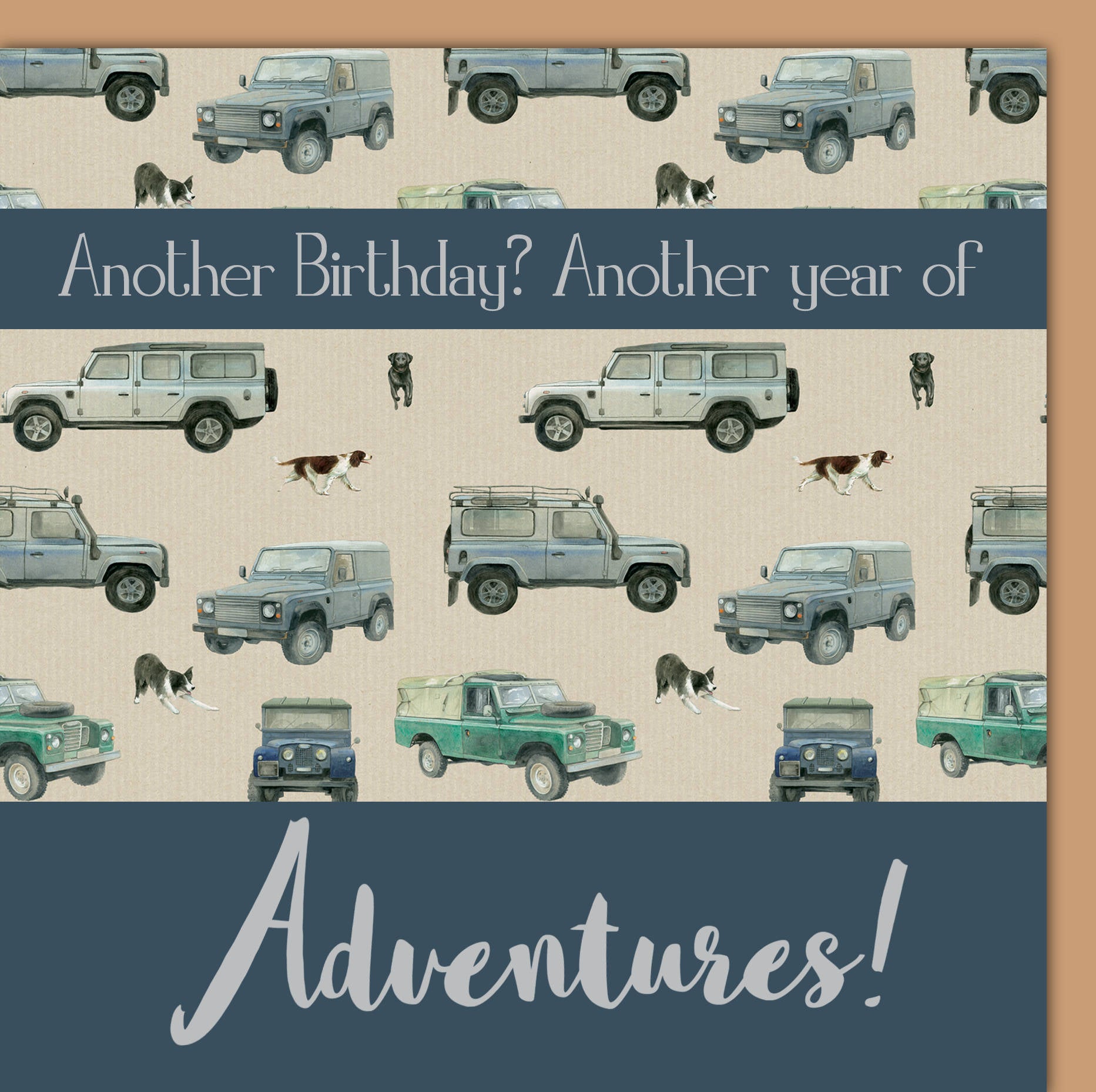 Defender Off roader 4 x 4 birthday card by Ceinwen Campbell and the The Arty Penguin 