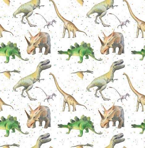 Dinosaur T- rex triceritops recyclable gift wrapping by Ceinwen Campbell