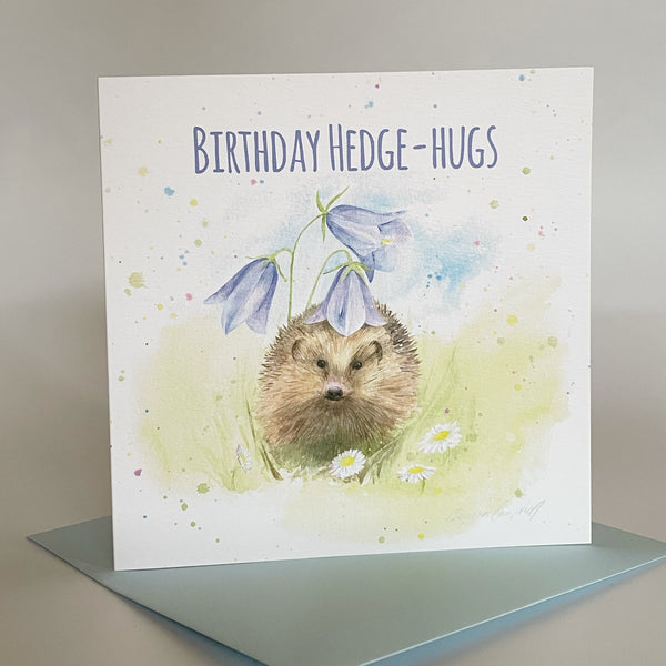 Hedgehog Hedge hugs birthday card by Ceinwen Campbell
