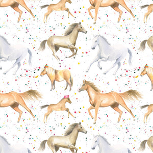 horse, foal and Shetland pony  party recycled and recyclable  gift wrapping suitable for birthdays and Christmas presents  by Ceinwen Campbell