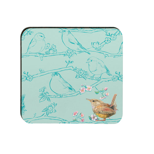 Garden birds wren coaster Ceinwen Campbell The Arty Penguin