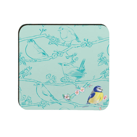 Garden birds blue tit coaster by Ceinwen Campbell and The Arty Penguin