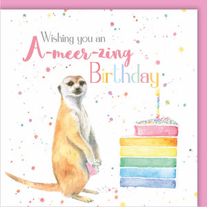 Cute meerkat and cake  birthday card