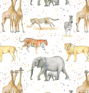 Giraffes, lions, tigers, zebras, cheetahs recycled and recyclable gift wrapping by Ceinwen Campbell and The Arty Penguin 