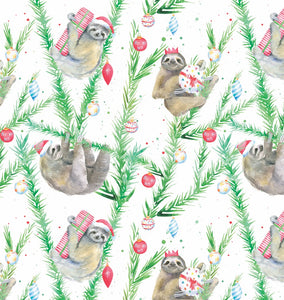 Christmas sloth gift wrapping present paper Ceinwen Campbell 